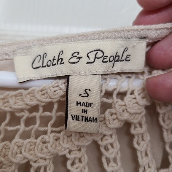 Cloth and People Maxi Cream classic latice top side slits S - Picture 4 of 5